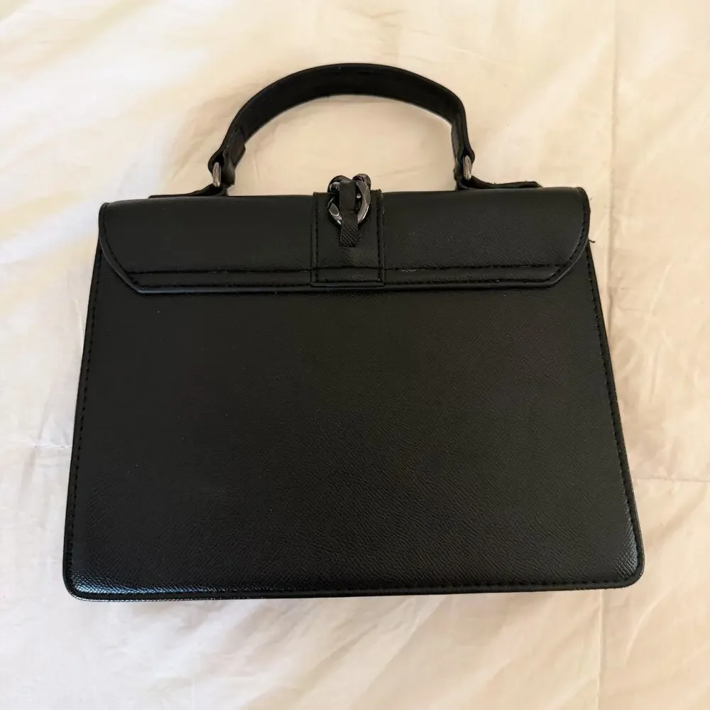 Badgley Mischka Black Studded Top Handle Satchel Chain Detail Bag